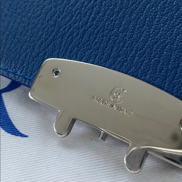 Jean Rousseau Blue Calf Leather Briefcase - Picture 15 of 16